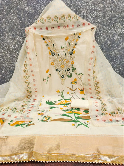 Chanderi Digital Print with Codding Work Dress Material For Women