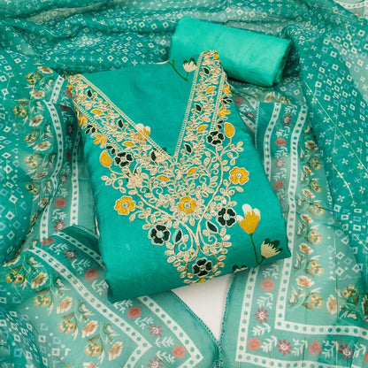 Chanderi Digital Print with Codding Work Dress Material For Women