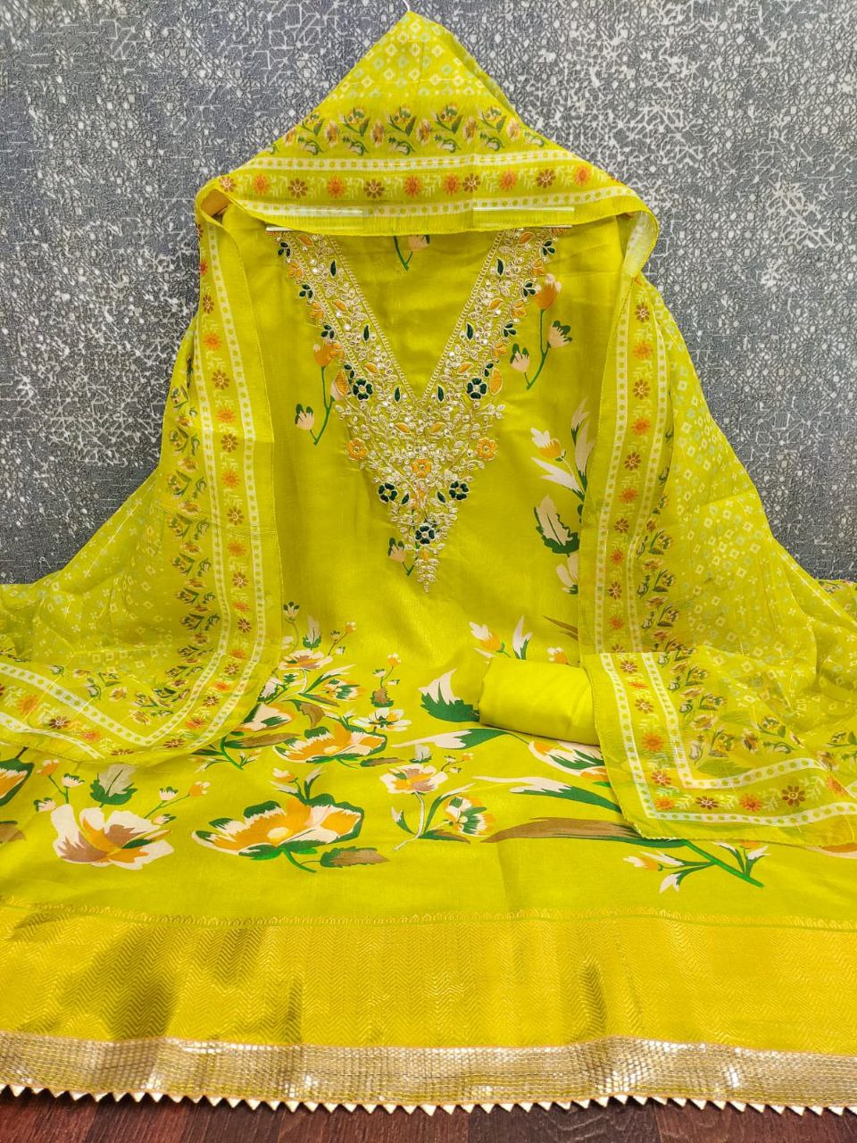 Chanderi Digital Print with Codding Work Dress Material For Women