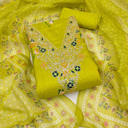 Chanderi Digital Print with Codding Work Dress Material For Women