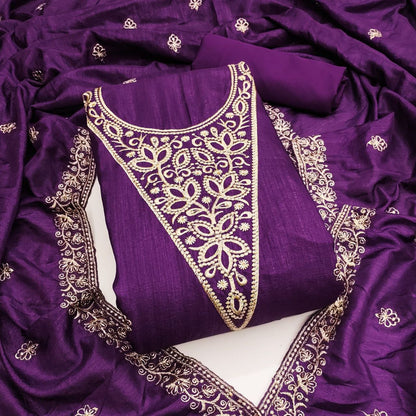 Vichitra Silk Embroidary Work Party Wear Dress Material