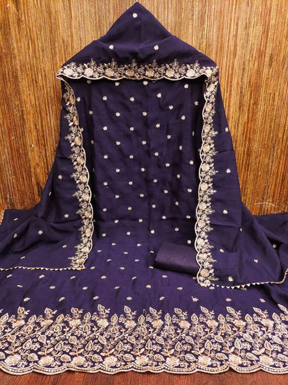 Vichitra Silk Embroidary Work Dress Material For Women