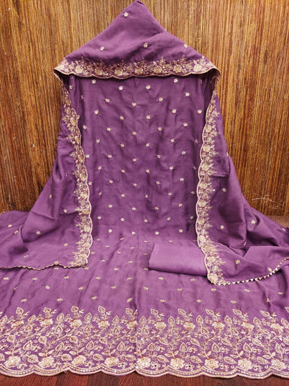 Vichitra Silk Embroidary Work Dress Material For Women