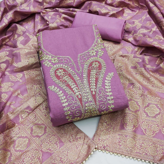 Vichitra Silk Embroidary Work Party Wear Dress Material