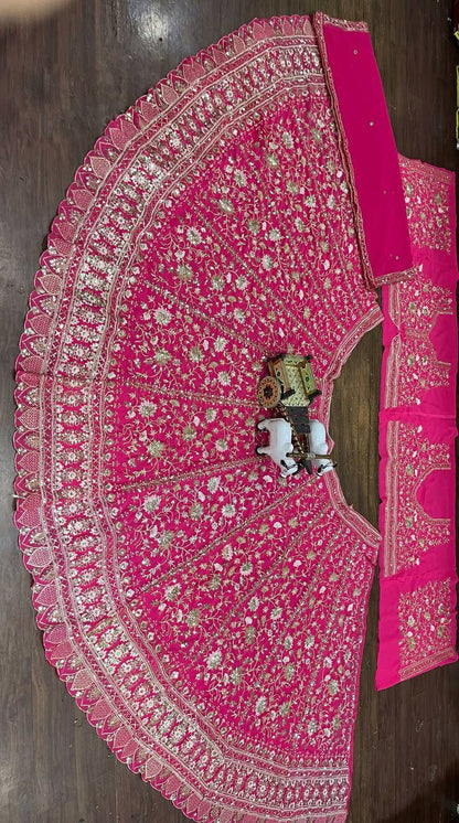 Pink Color Georgette Heavy Lehenga Choli