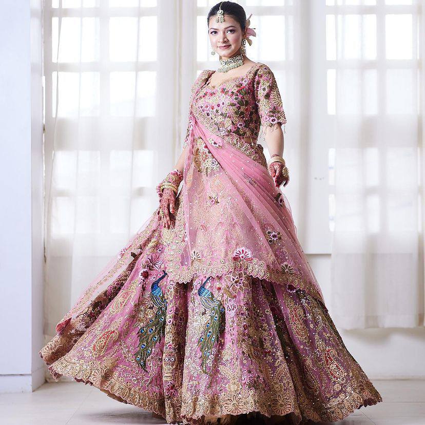 Pink Color Georgette Heavy Embroidered Lehenga