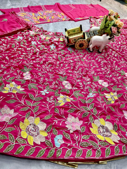Pink Color Georgette Embroidered Lehenga Choli