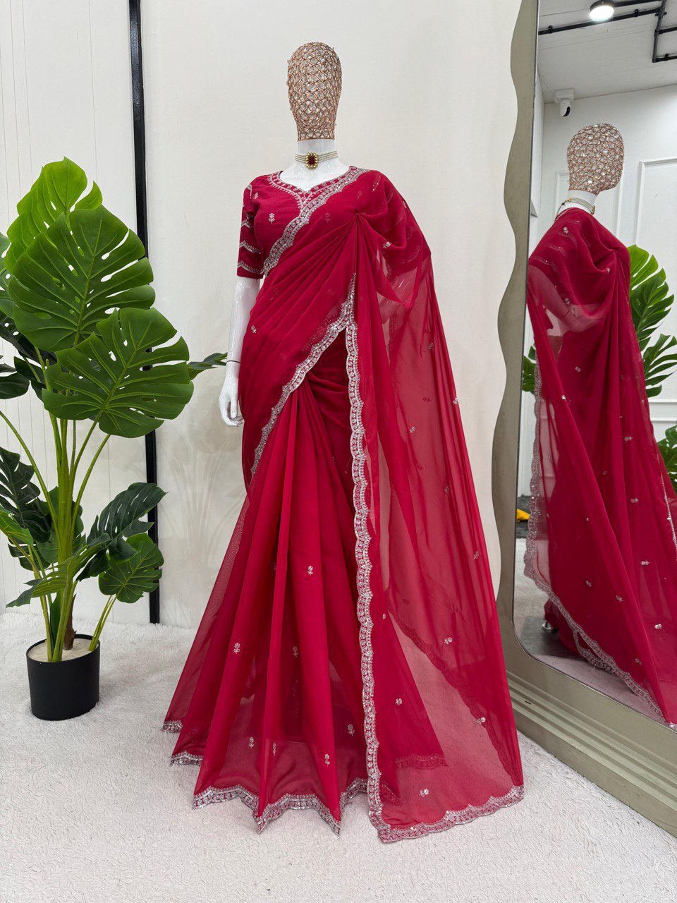 Pink Tuby Silk Embroidered Work Saree Blouse