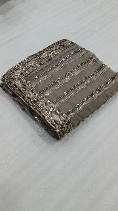 Grand Party Wear Net Sequence Work Saree