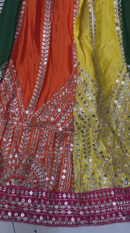 Multi Color Sangeet Mehndi Haldi Wear Silk Lehenga Choli