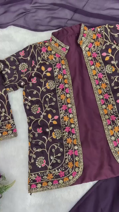1 Min Ready to Wear Drape Saree With Fully Stitched Koti and Blouse XL
