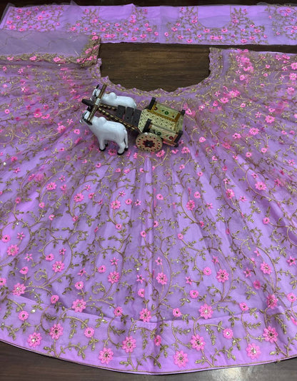 Purple Color Net Sequence Work Lehenga Choli