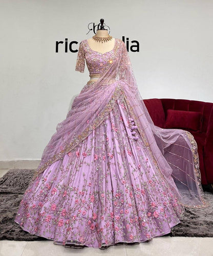 Purple Color Net Sequence Work Lehenga Choli
