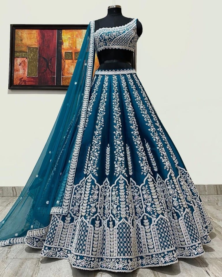 Bit Color Chinon Silk Embroidered Lehenga Choli