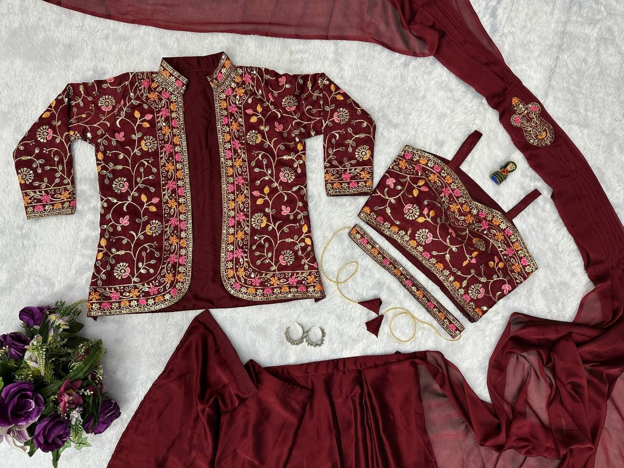 1 Min Ready to Wear Drape Saree With Fully Stitched Koti and Blouse XL