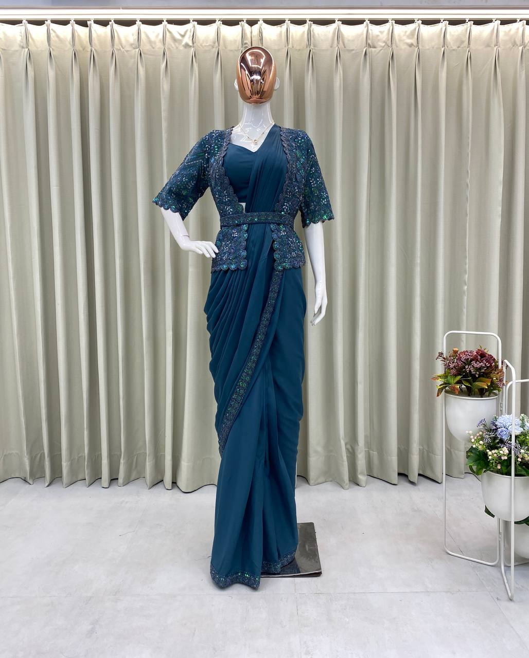1 Min Ready to Wear Georgette Saree