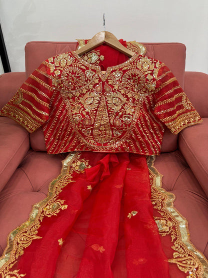 Red Color Heavy Organza Silk Saree Blouse