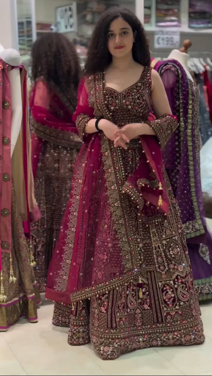 Maroon Color Georgette Wedding Wear Lehenga Choli