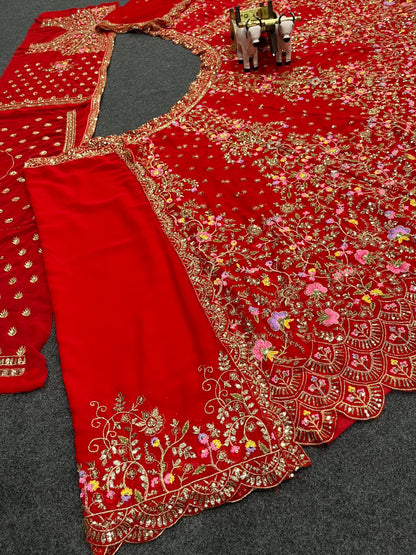 Red Color Georgette Wedding Wear Lehenga Choli