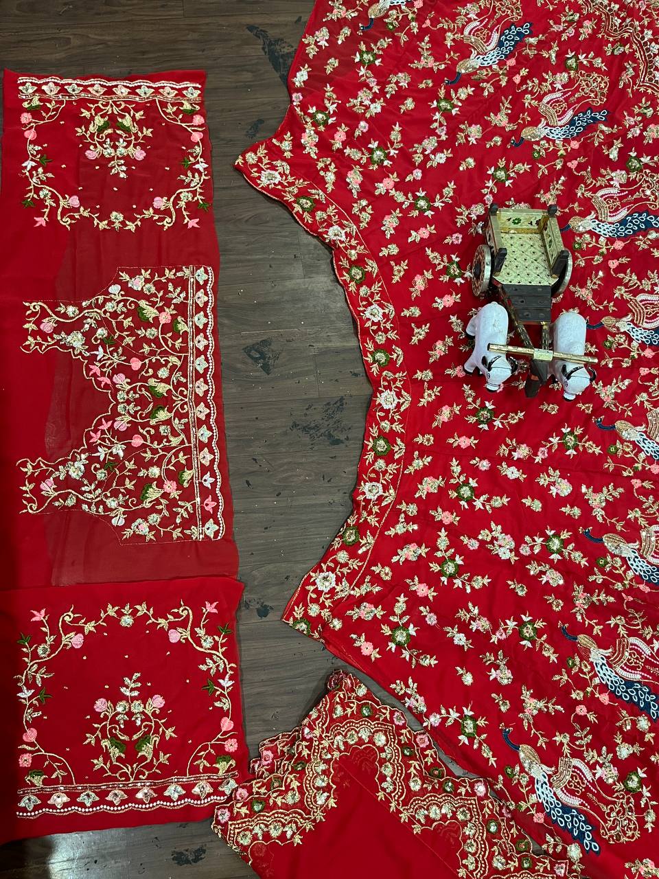 Red Georgette Heavy Work Lehenga Choli For Bridal Wear