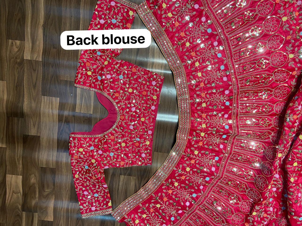 Red Satin Silk Embelish Lehenga Choli For Wedding Wear