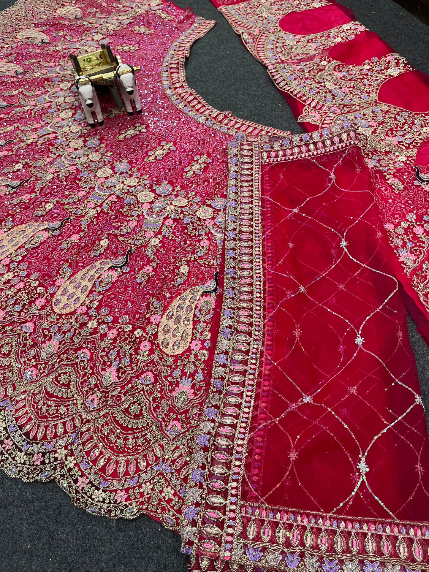 Pink Color Soft Net Coding Embroidered Work Lehenga Choli