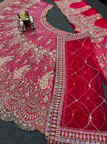 Pink Color Soft Net Coding Embroidered Work Lehenga Choli