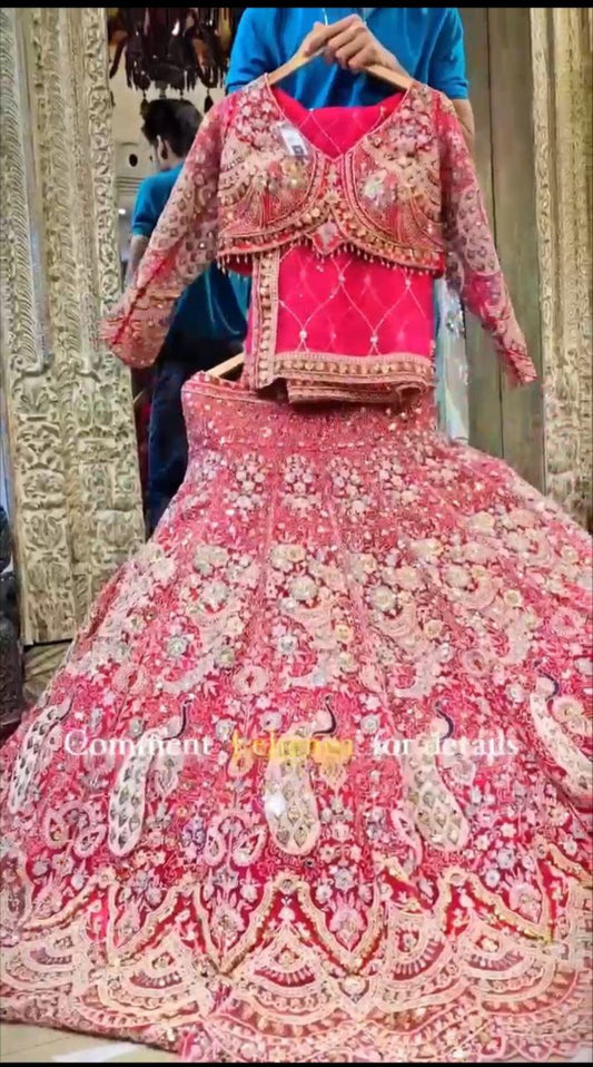 Pink Color Soft Net Coding Embroidered Work Lehenga Choli