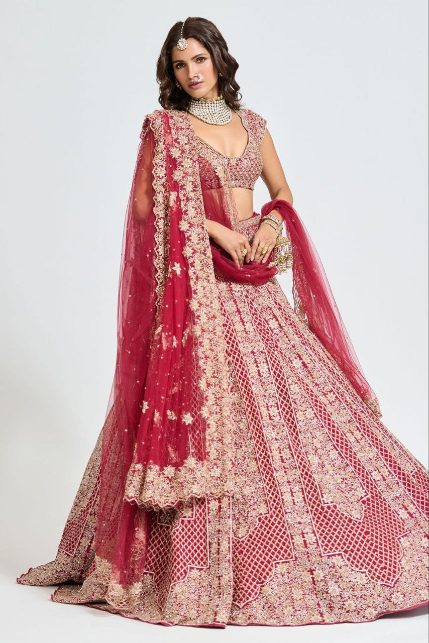 Wedding Wear Satin Silk Heavy Embroidered Lehenga Choli