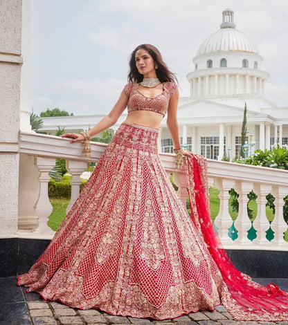 Wedding Wear Satin Silk Heavy Embroidered Lehenga Choli