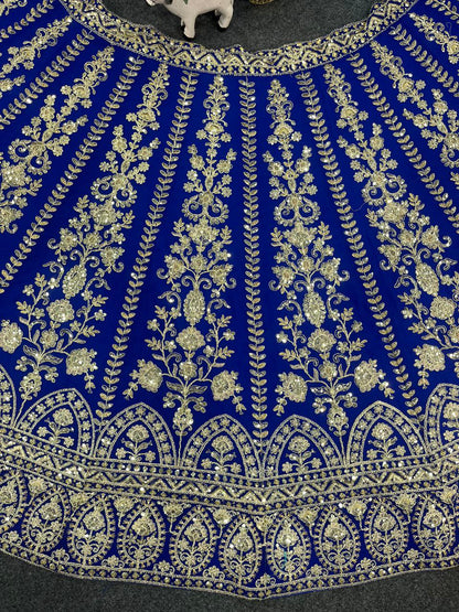 Royal Blue Georgette Heavy Coding Work Lehenga Choli