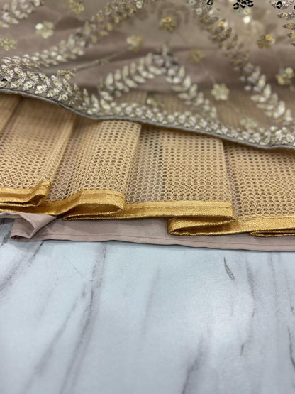 Rust Color Organza Silk Sequence Work Lehenga Choli