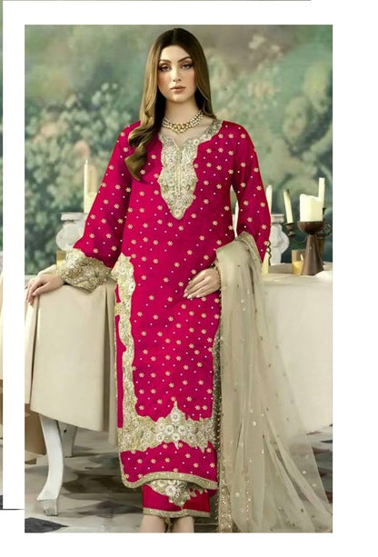 Pink Color Jimmi Chu Silk Embroidered Sequence Suit