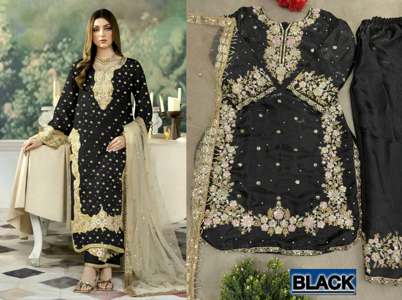Pink Color Jimmi Chu Silk Embroidered Sequence Suit