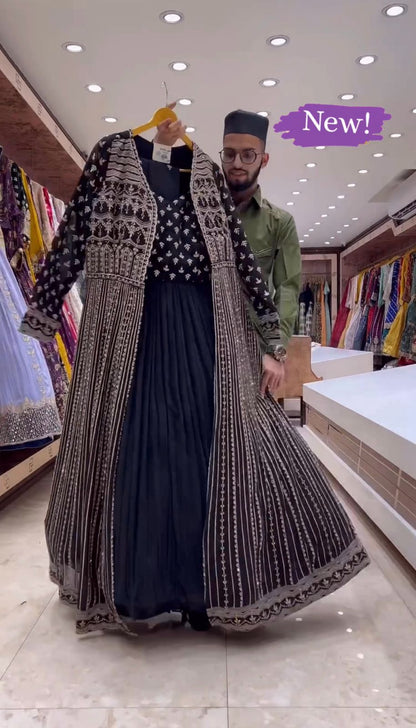 Shrug Style Georgette Embroidered Work Lehenga Choli