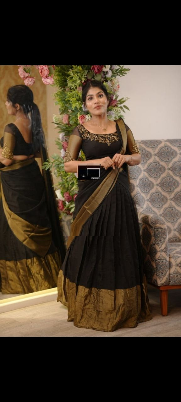 South India Style Chiffon Jari Silk Lehenga Choli With Dupatta