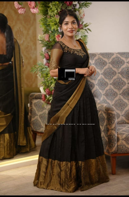 South India Style Chiffon Jari Silk Lehenga Choli With Dupatta