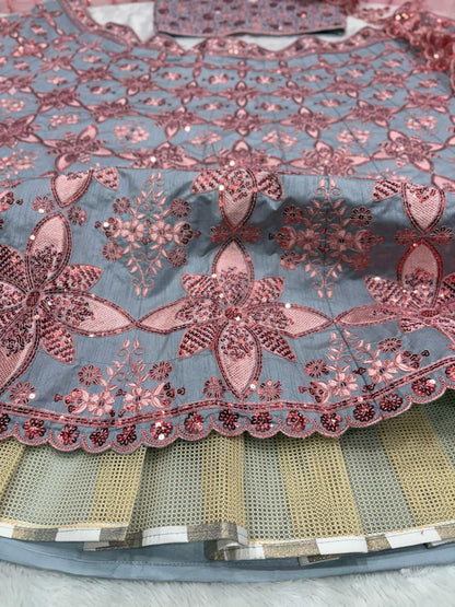 Malbary Silk With Embelished Embroidered Semi Stitched Lehenga Choli