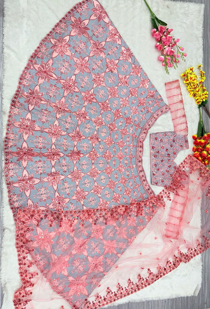 Malbary Silk With Embelished Embroidered Semi Stitched Lehenga Choli