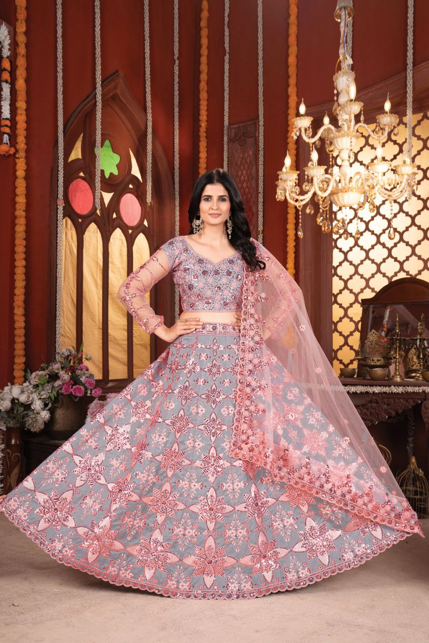 Malbary Silk With Embelished Embroidered Semi Stitched Lehenga Choli