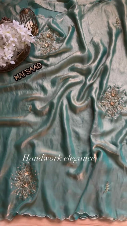 Party Wear Handwork Silk Saree