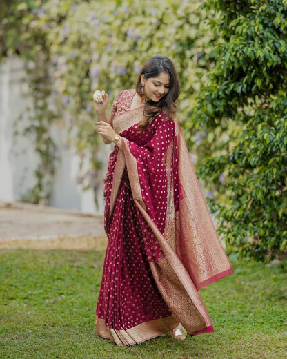 Soft Lichi Silk Designer Jacquard Silk Weaving Saree