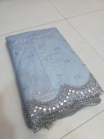 Sky Color Georgette Embroidered Lehenga Choli
