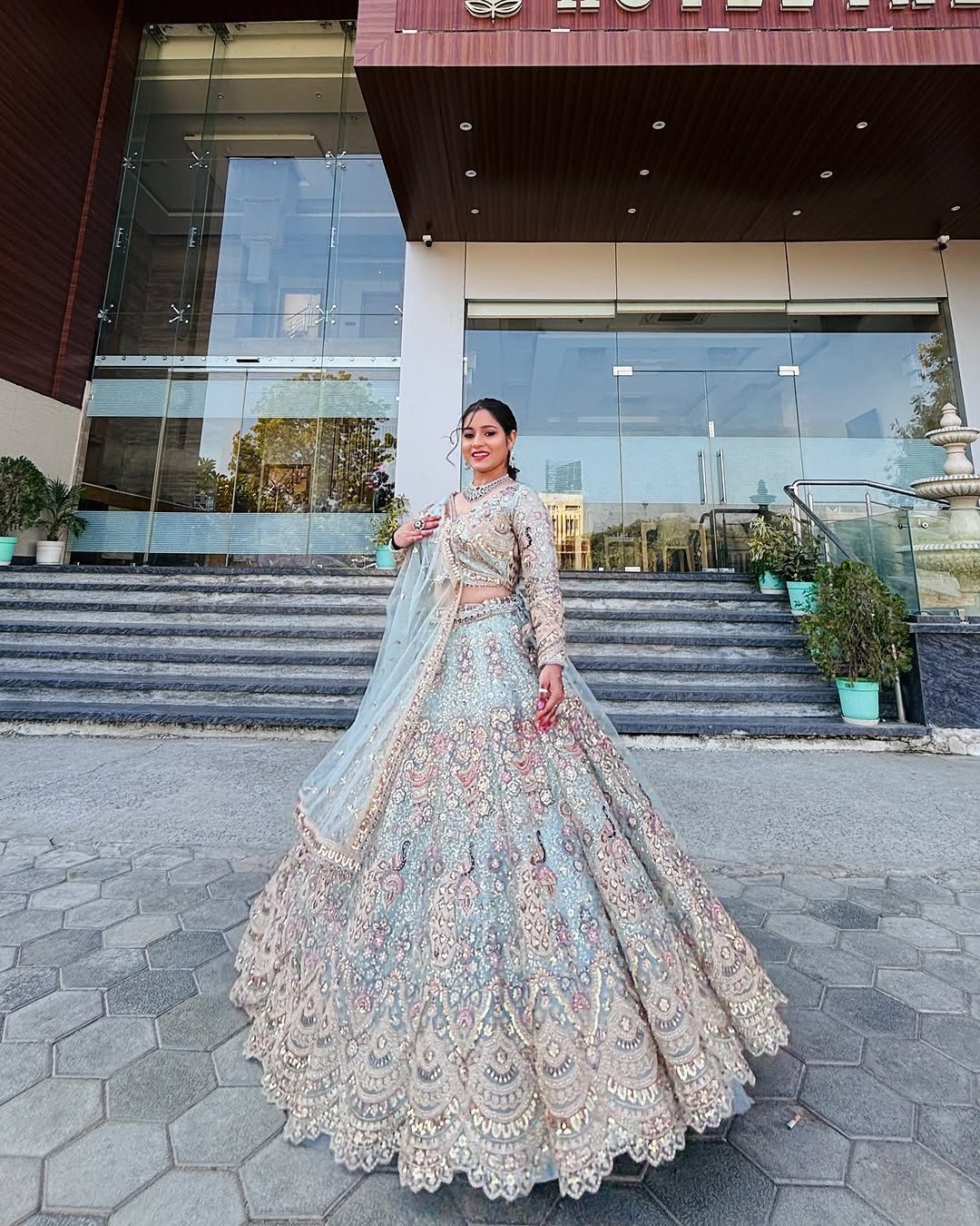 Peacock Design Light Sky Color Soft Net Coding Embroidered Work  Lehenga Choli