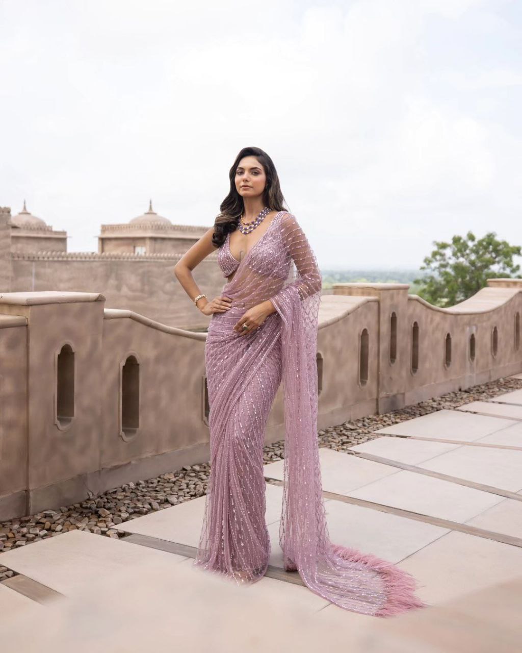 Wedding Wear Soft Net Multi Color Sequence Designer Saree
