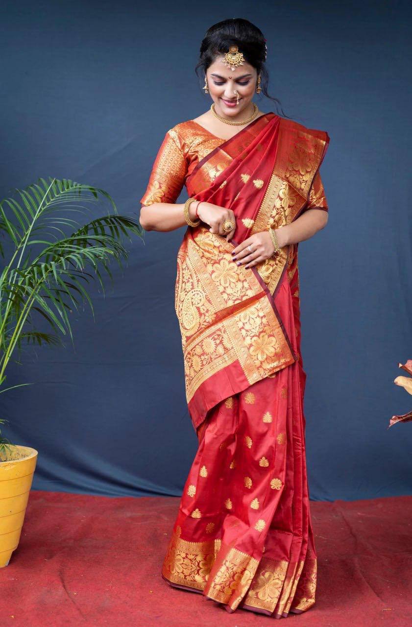 South Indian Style Soft Lichi Silk Jacquard Work Saree