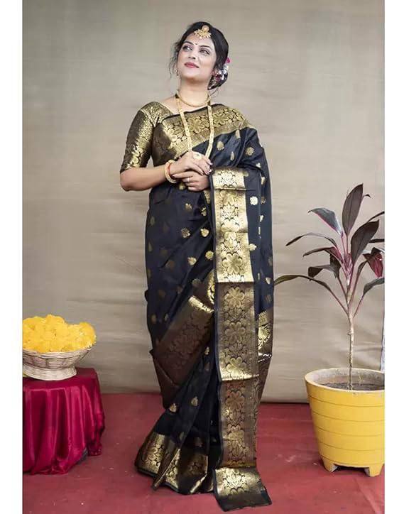 South Indian Style Soft Lichi Silk Jacquard Work Saree