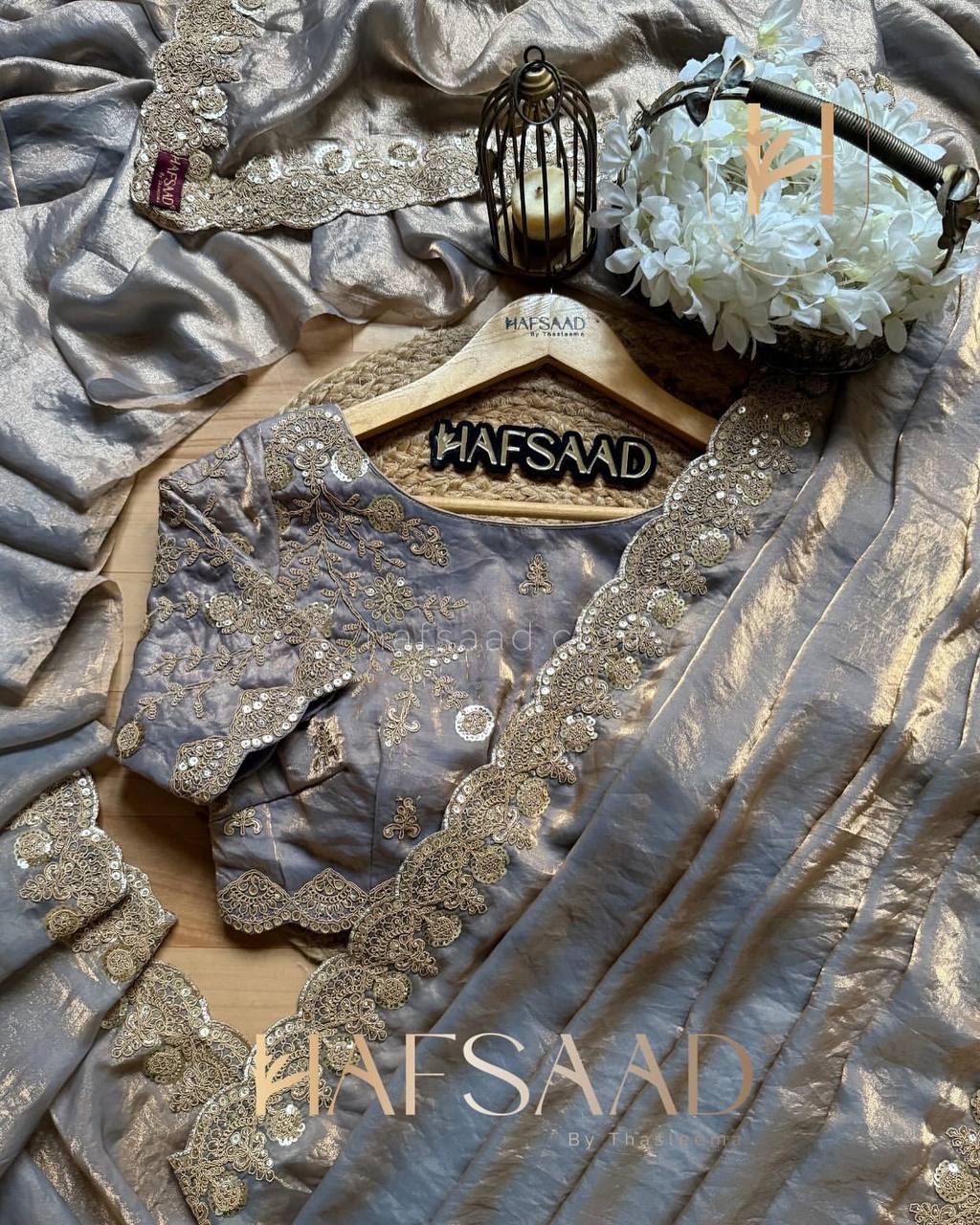 Silk Saree with Dual Sequins and Elegant Cording Embroidery Work