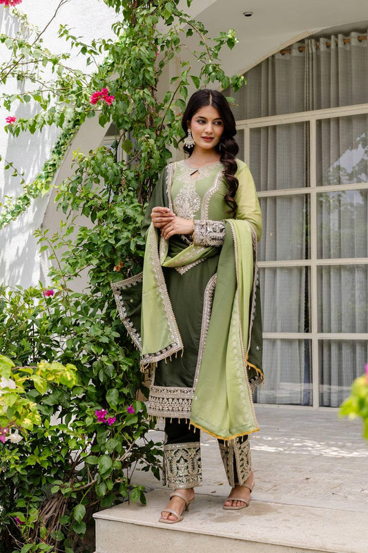 Party Wear Star Georgette Sequence Coding Work Stitched Suit