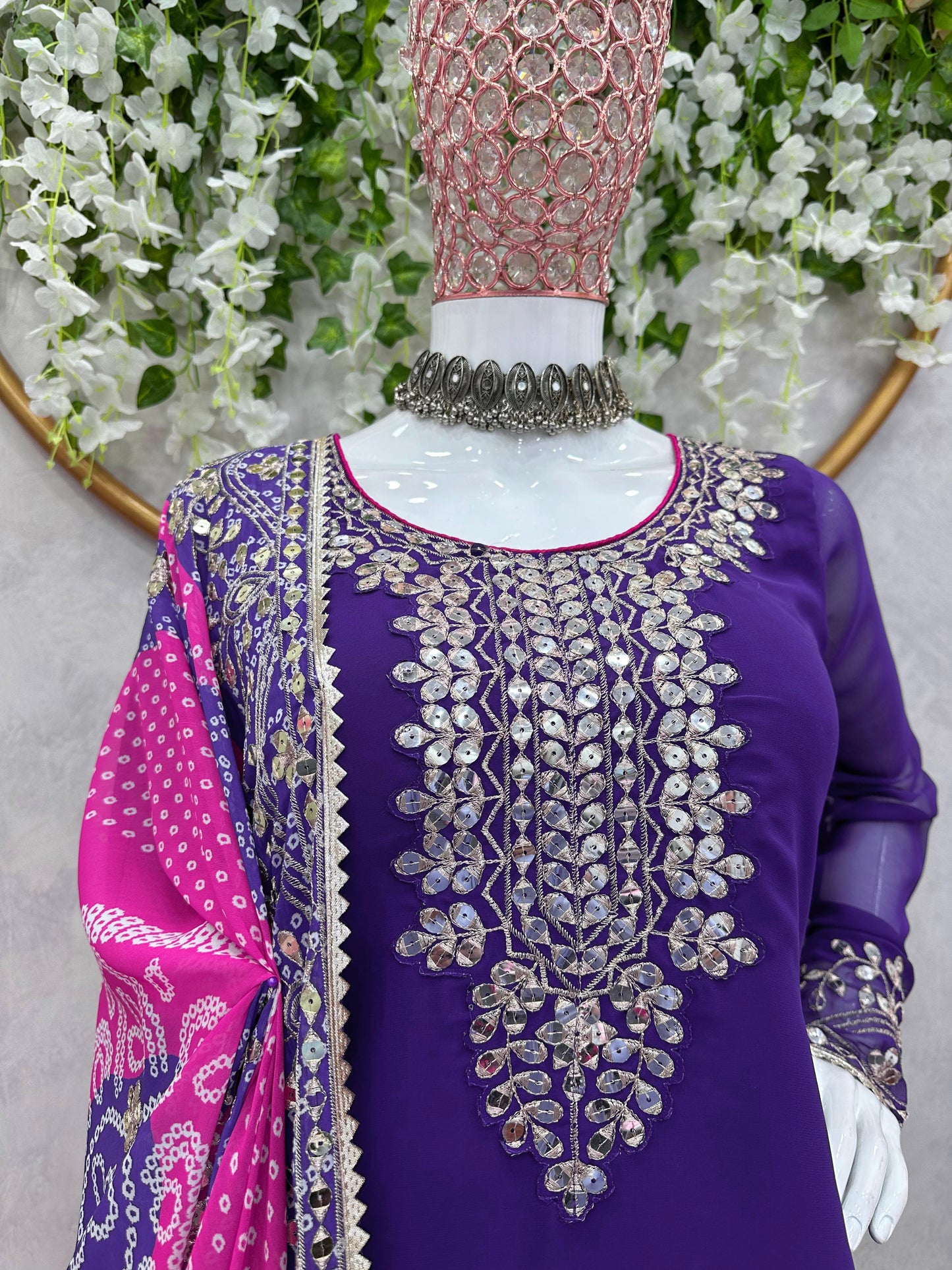 Purple Pink Georgette Ready to Wear Salwar Suit